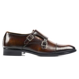 Men's Double Monk Strap Cap Toe Shoes In
